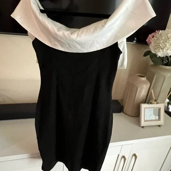 SHEIN Black and White Bow Mini Dress - Picture 2 of 3